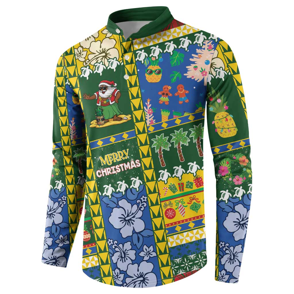 Solomon Islands Christmas Button Sweatshirt Festive Beach Vibes - Polynesian Pride