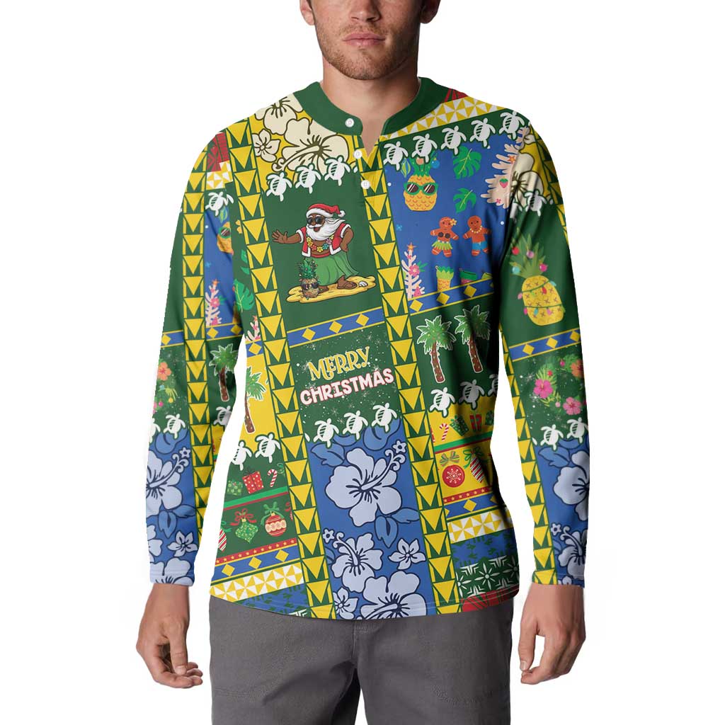 Solomon Islands Christmas Button Sweatshirt Festive Beach Vibes - Polynesian Pride