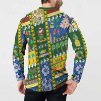 Solomon Islands Christmas Button Sweatshirt Festive Beach Vibes - Polynesian Pride