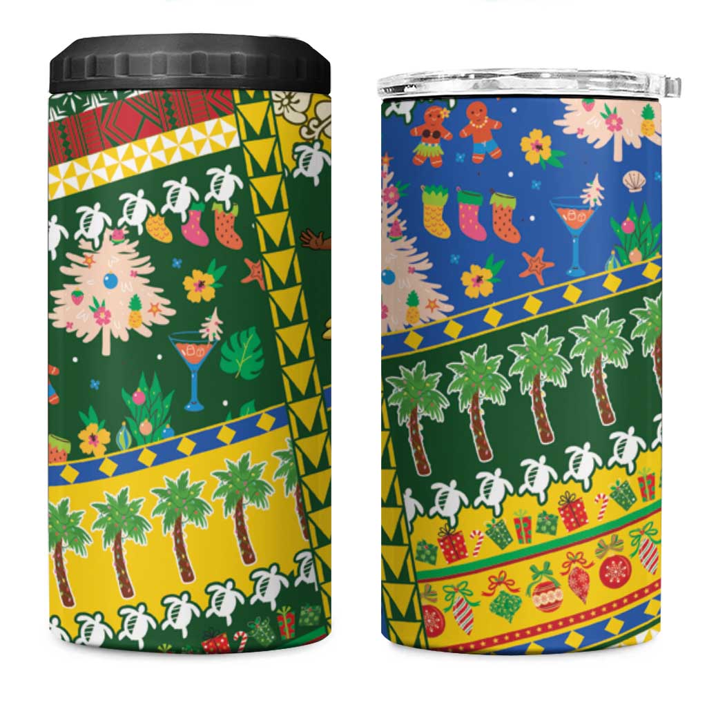 Solomon Islands Christmas 4 in 1 Can Cooler Tumbler Festive Beach Vibes - Polynesian Pride