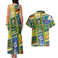 Solomon Islands Christmas Couples Matching Tank Maxi Dress and Hawaiian Shirt Festive Beach Vibes - Polynesian Pride