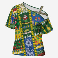 Solomon Islands Christmas Cross Shoulder Shirt Festive Beach Vibes - Polynesian Pride