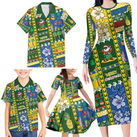 Solomon Islands Christmas Family Matching Long Sleeve Bodycon Dress and Hawaiian Shirt Festive Beach Vibes - Polynesian Pride