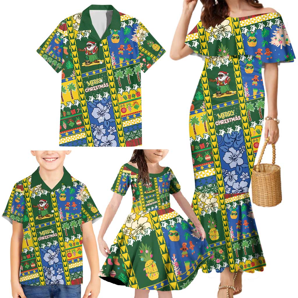 Solomon Islands Christmas Family Matching Mermaid Dress and Hawaiian Shirt Festive Beach Vibes - Polynesian Pride