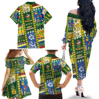 Solomon Islands Christmas Family Matching Off The Shoulder Long Sleeve Dress and Hawaiian Shirt Festive Beach Vibes - Polynesian Pride