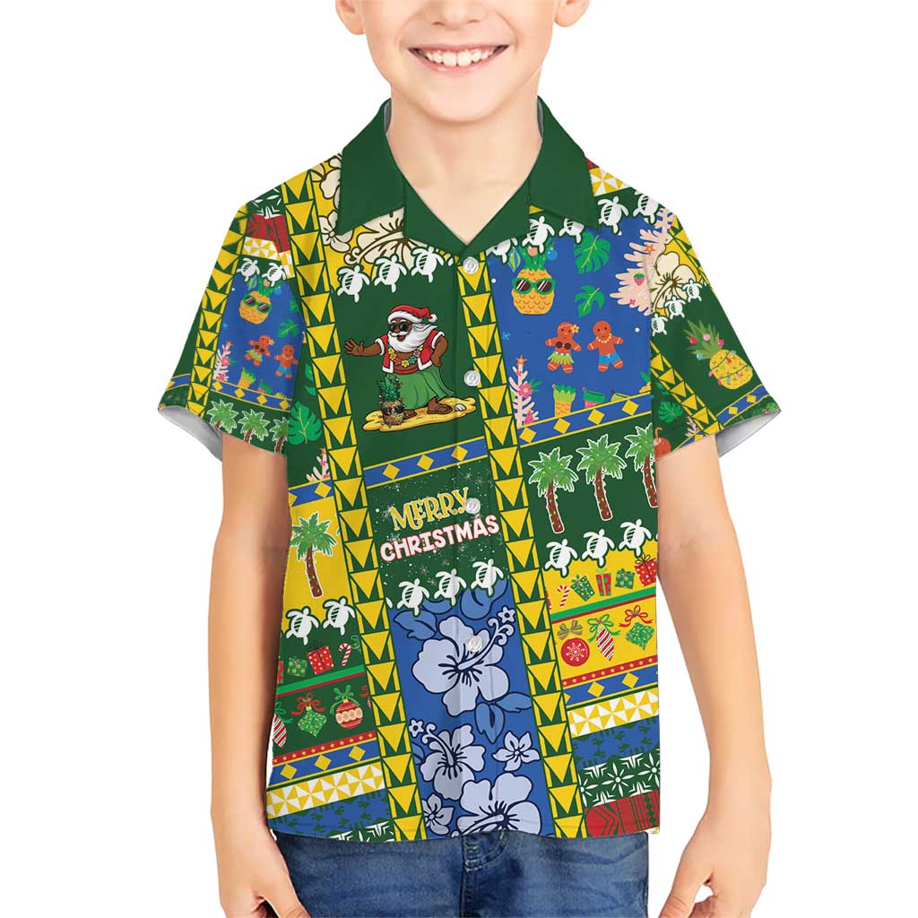 Solomon Islands Christmas Family Matching Short Sleeve Bodycon Dress and Hawaiian Shirt Festive Beach Vibes - Polynesian Pride