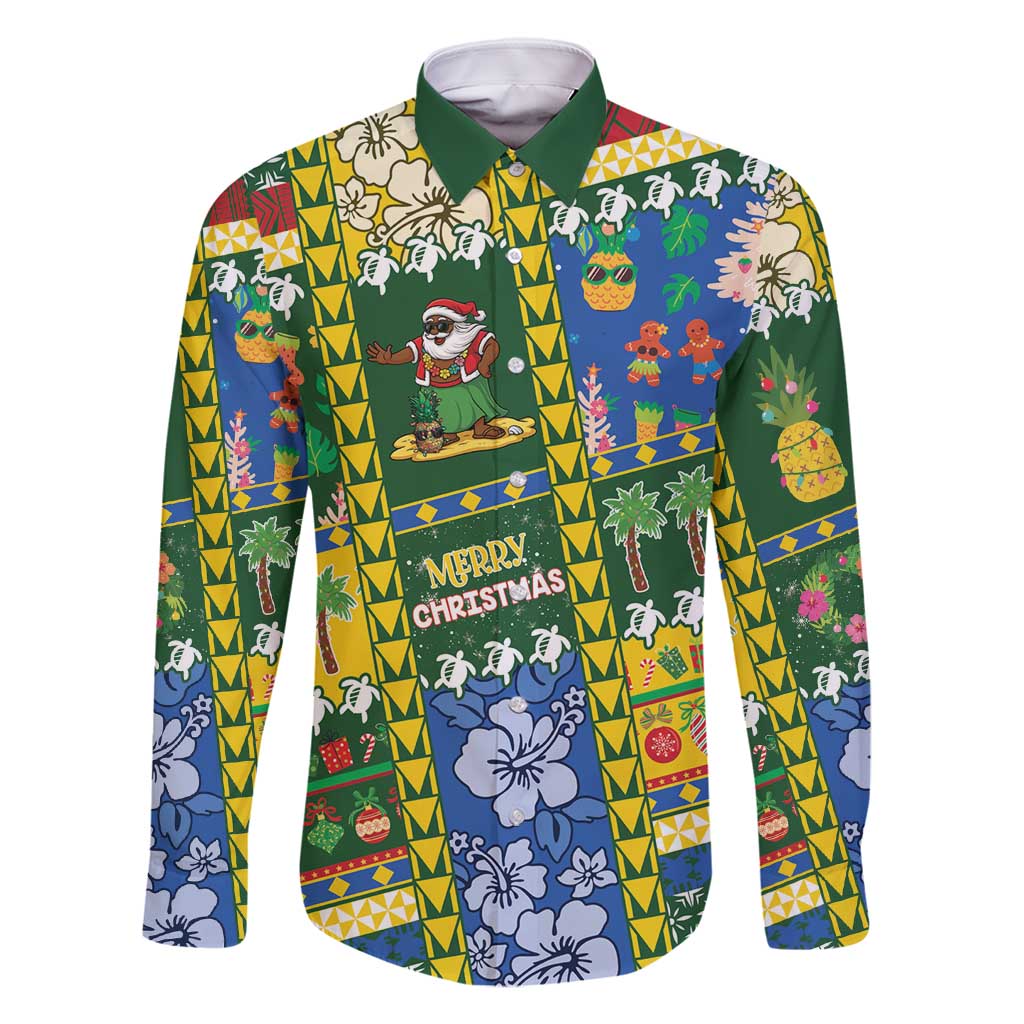 Solomon Islands Christmas Family Matching Tank Maxi Dress and Hawaiian Shirt Festive Beach Vibes - Polynesian Pride