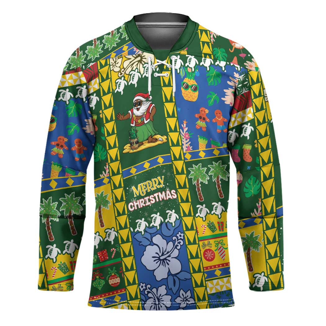 Solomon Islands Christmas Hockey Jersey Festive Beach Vibes - Polynesian Pride
