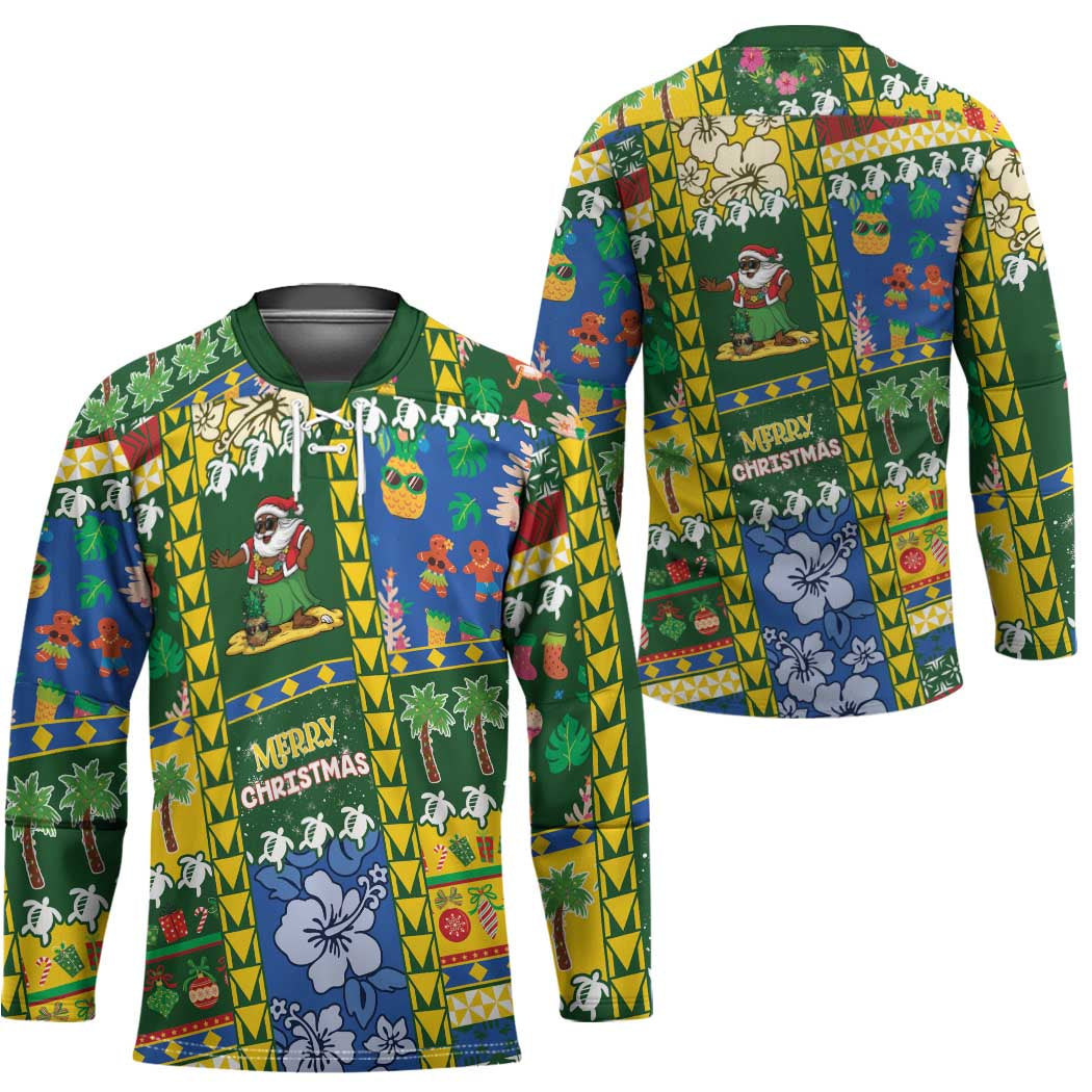 Solomon Islands Christmas Hockey Jersey Festive Beach Vibes - Polynesian Pride