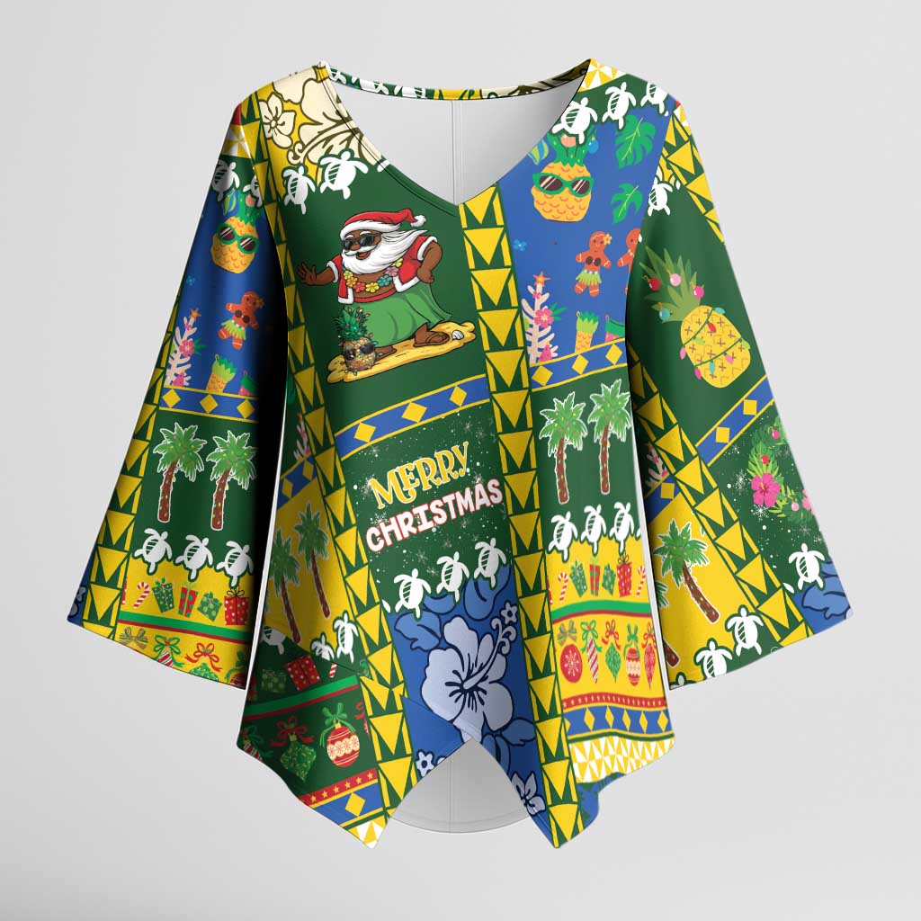 Solomon Islands Christmas Kimono Sleeve Blouse Festive Beach Vibes - Polynesian Pride