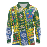 Solomon Islands Christmas Long Sleeve Polo Shirt Festive Beach Vibes - Polynesian Pride