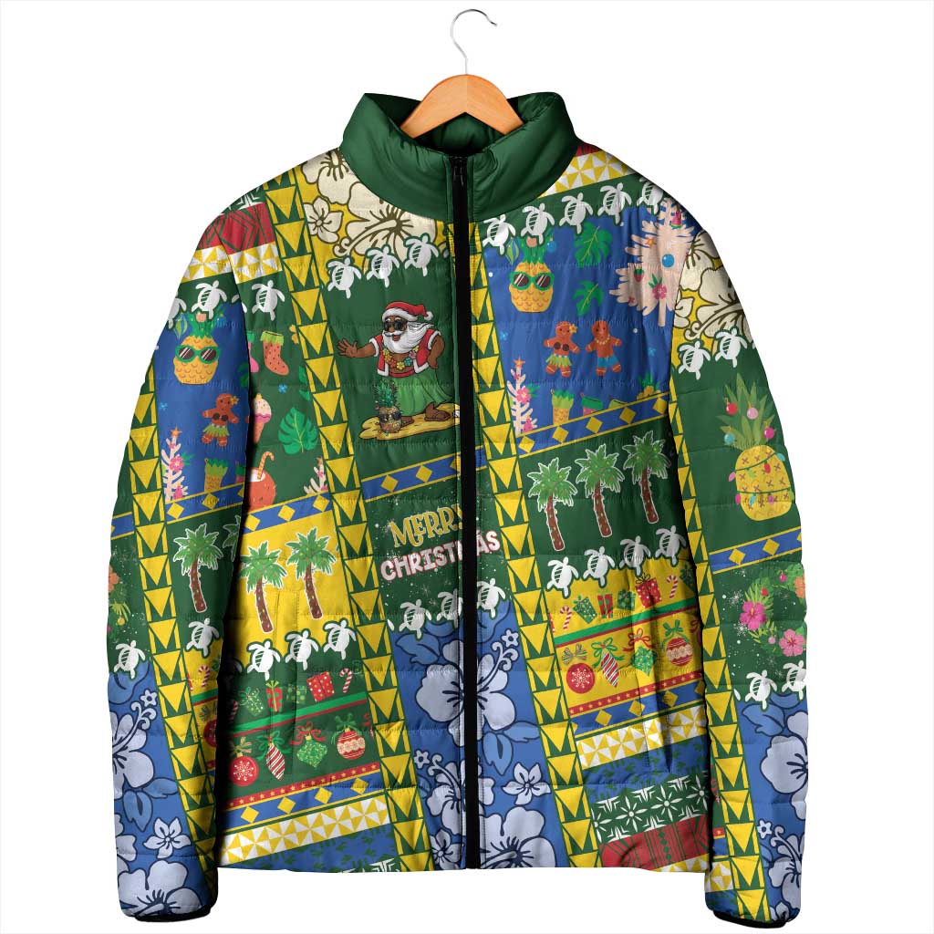 Solomon Islands Christmas Padded Jacket Festive Beach Vibes - Polynesian Pride
