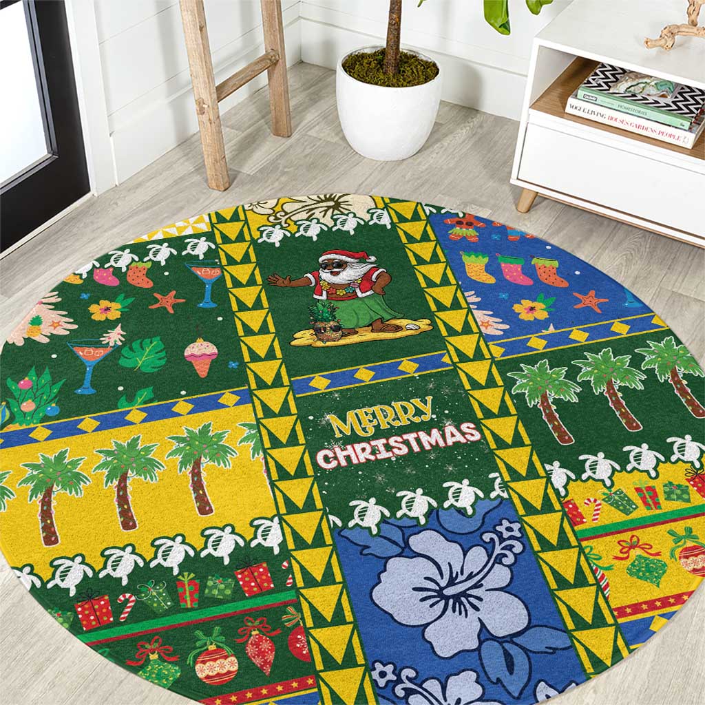 Solomon Islands Christmas Round Carpet Festive Beach Vibes - Polynesian Pride