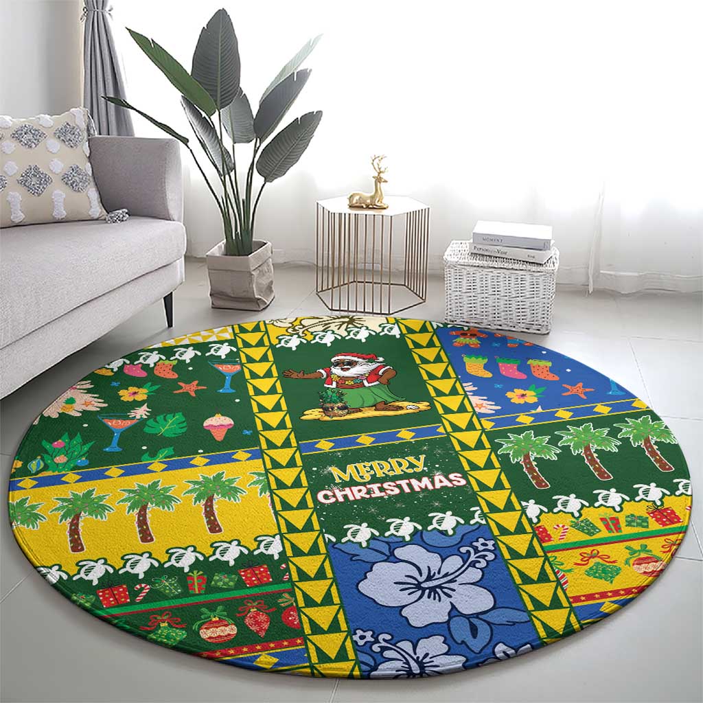 Solomon Islands Christmas Round Carpet Festive Beach Vibes - Polynesian Pride