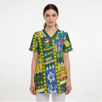 Solomon Islands Christmas Scrub Top Festive Beach Vibes - Polynesian Pride