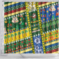 Solomon Islands Christmas Shower Curtain Festive Beach Vibes - Polynesian Pride