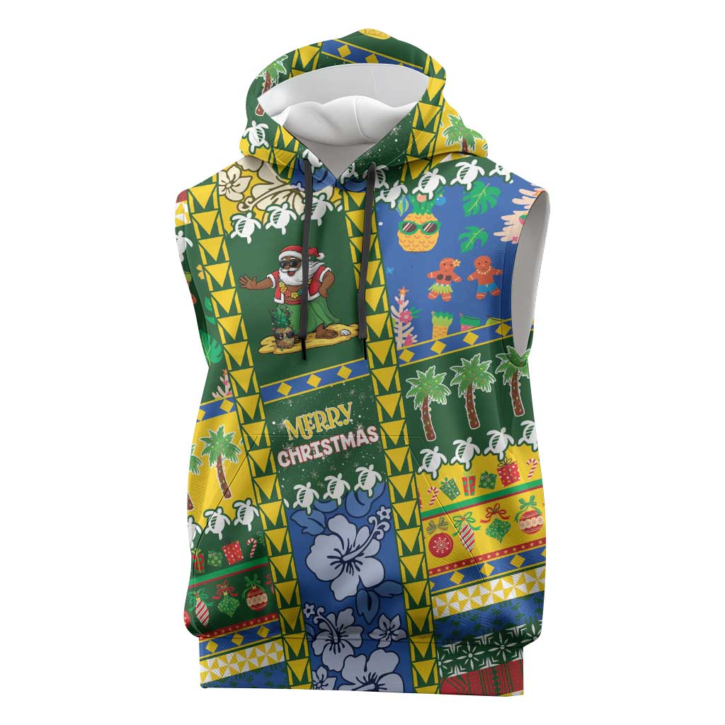 Solomon Islands Christmas Sleeveless Hoodie Festive Beach Vibes - Polynesian Pride