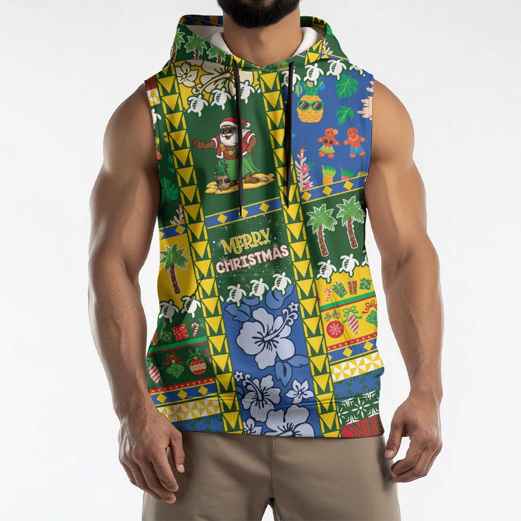 Solomon Islands Christmas Sleeveless Hoodie Festive Beach Vibes - Polynesian Pride