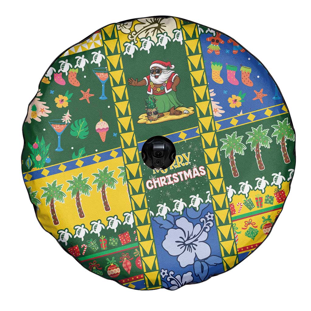 Solomon Islands Christmas Spare Tire Cover Festive Beach Vibes - Polynesian Pride