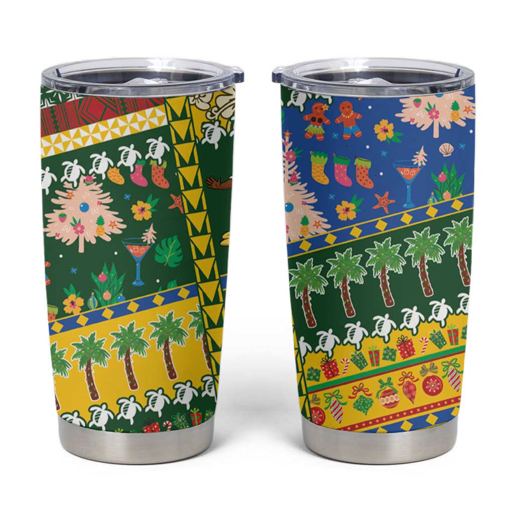 Solomon Islands Christmas Tumbler Cup Festive Beach Vibes - Polynesian Pride