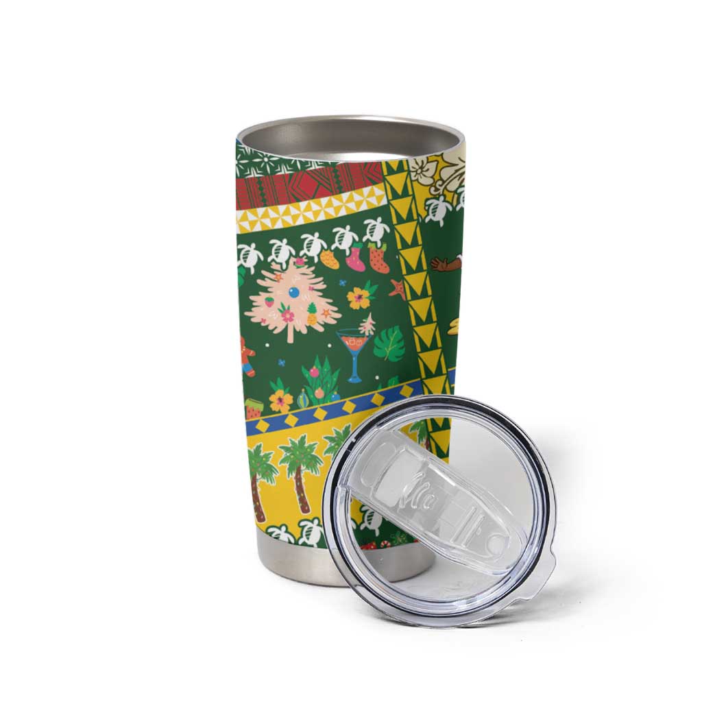 Solomon Islands Christmas Tumbler Cup Festive Beach Vibes - Polynesian Pride
