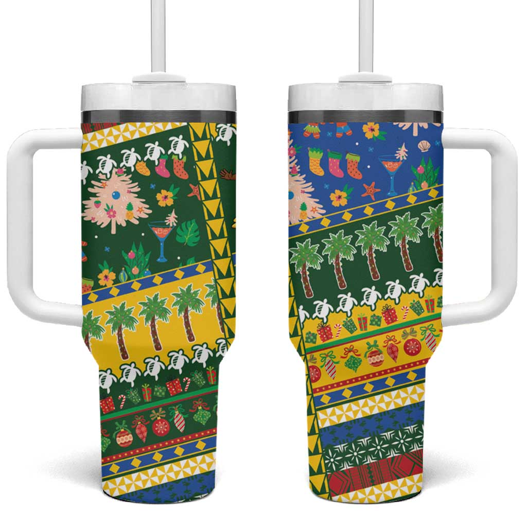 Solomon Islands Christmas Tumbler With Handle Festive Beach Vibes - Polynesian Pride