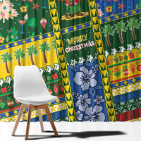 Solomon Islands Christmas Window Curtain Festive Beach Vibes - Polynesian Pride