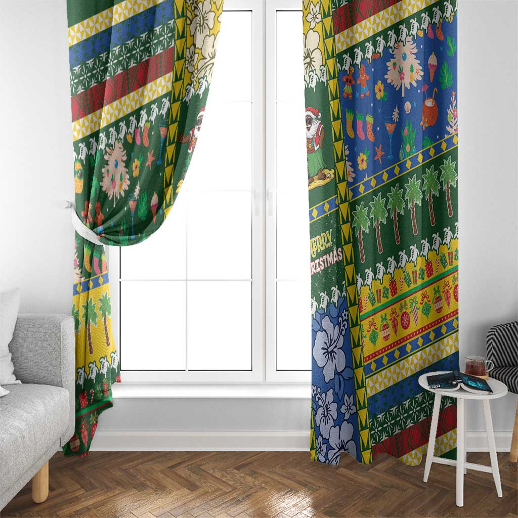 Solomon Islands Christmas Window Curtain Festive Beach Vibes - Polynesian Pride