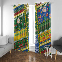 Solomon Islands Christmas Window Curtain Festive Beach Vibes - Polynesian Pride