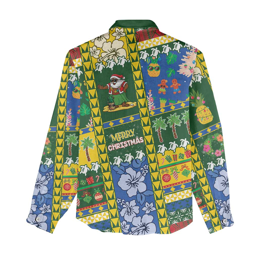 Solomon Islands Christmas Women Casual Shirt Festive Beach Vibes - Polynesian Pride