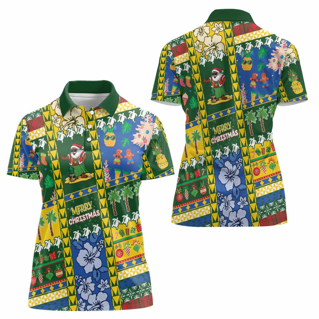Solomon Islands Christmas Women Polo Shirt Festive Beach Vibes - Polynesian Pride