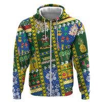 Solomon Islands Christmas Zip Hoodie Festive Beach Vibes - Polynesian Pride