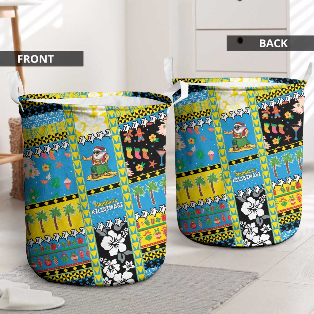 Tuvalu Christmas Laundry Basket Festive Beach Vibes - Polynesian Pride