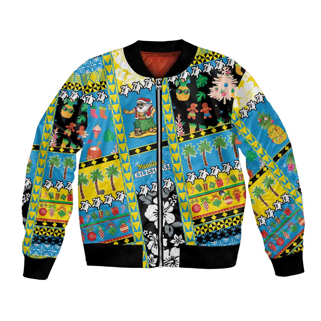Tuvalu Christmas Bomber Jacket Festive Beach Vibes - Polynesian Pride