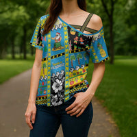 Tuvalu Christmas Cross Shoulder Shirt Festive Beach Vibes - Polynesian Pride