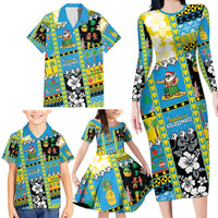 Tuvalu Christmas Family Matching Long Sleeve Bodycon Dress and Hawaiian Shirt Festive Beach Vibes - Polynesian Pride