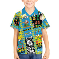 Tuvalu Christmas Family Matching Off The Shoulder Long Sleeve Dress and Hawaiian Shirt Festive Beach Vibes - Polynesian Pride