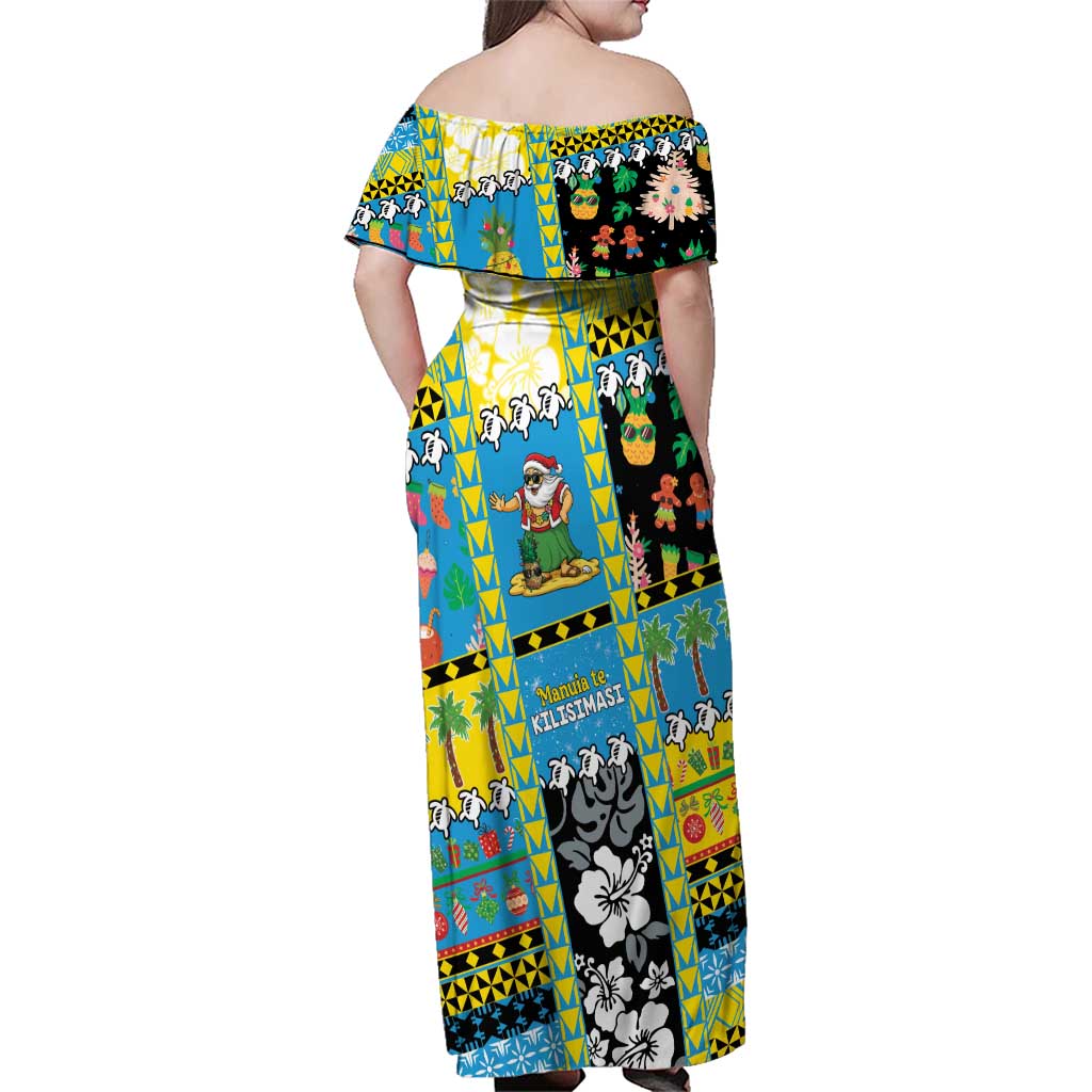 Tuvalu Christmas Family Matching Off Shoulder Maxi Dress and Hawaiian Shirt Festive Beach Vibes - Polynesian Pride