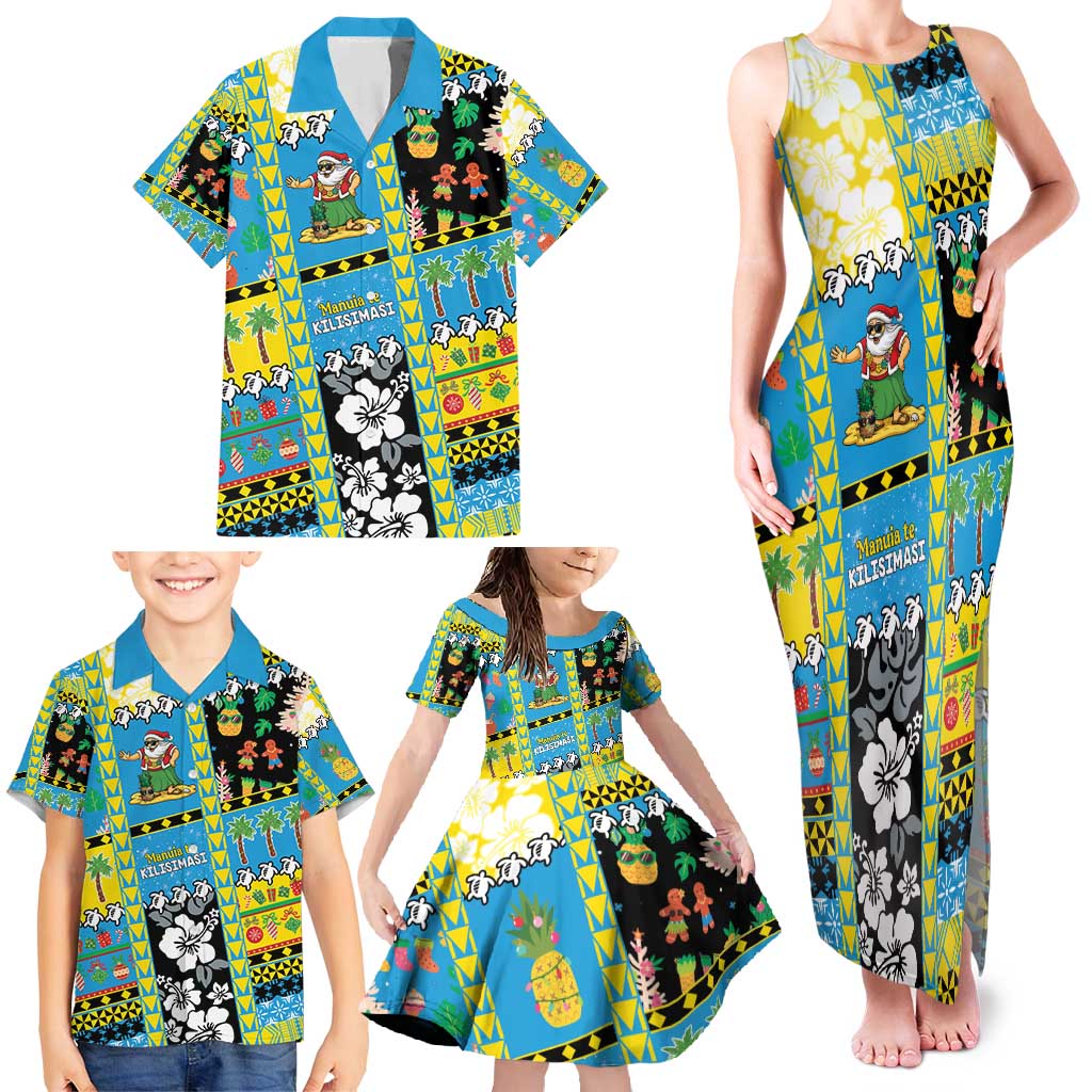 Tuvalu Christmas Family Matching Tank Maxi Dress and Hawaiian Shirt Festive Beach Vibes - Polynesian Pride
