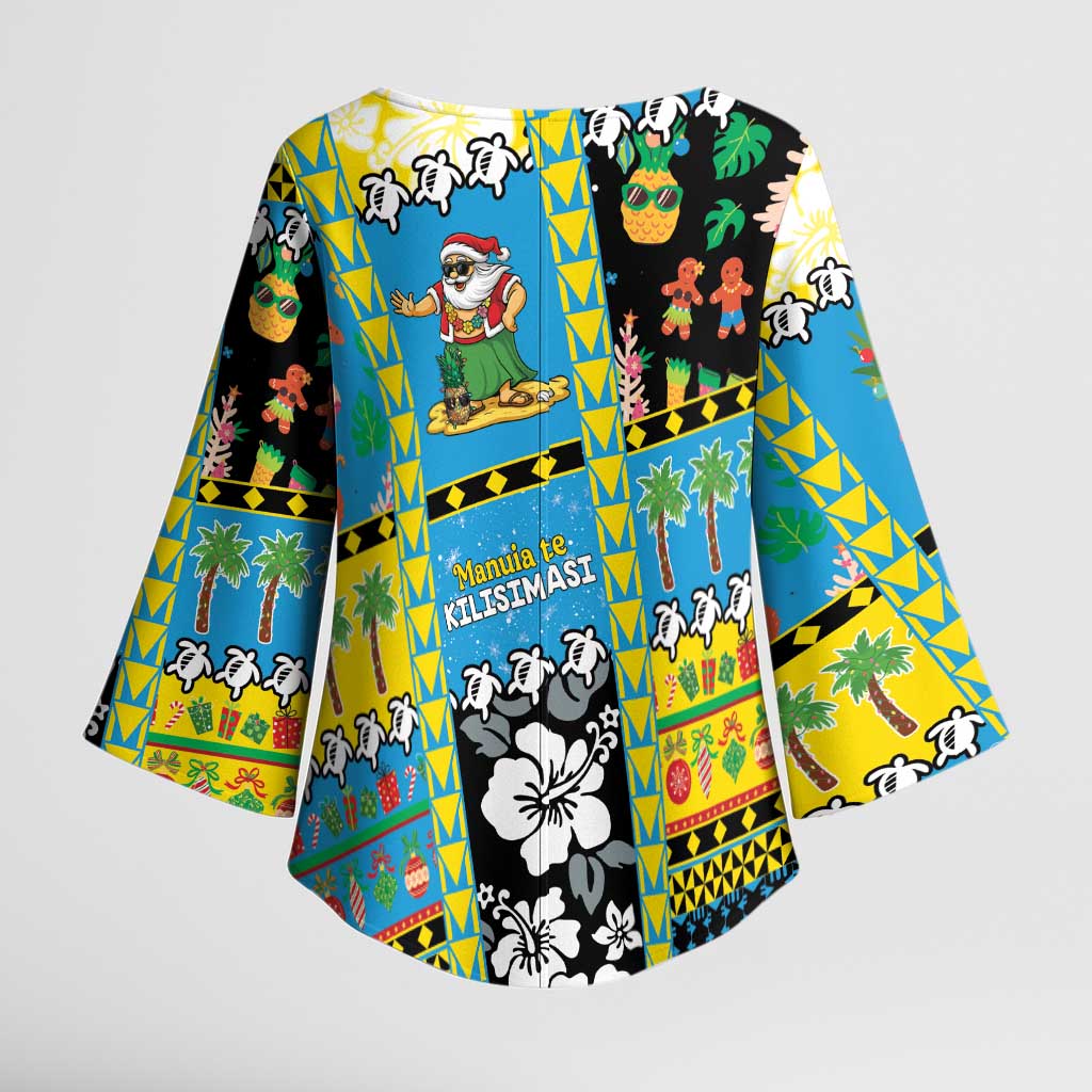 Tuvalu Christmas Kimono Sleeve Blouse Festive Beach Vibes - Polynesian Pride