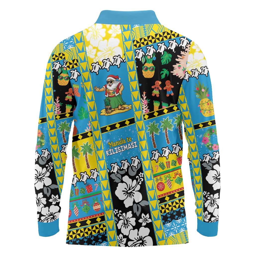 Tuvalu Christmas Long Sleeve Polo Shirt Festive Beach Vibes - Polynesian Pride