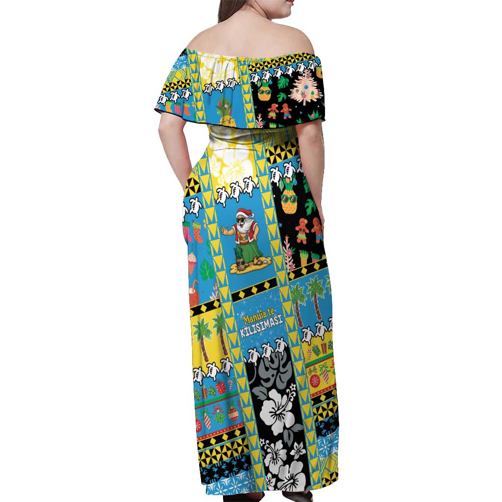 Tuvalu Christmas Off Shoulder Maxi Dress Festive Beach Vibes - Polynesian Pride