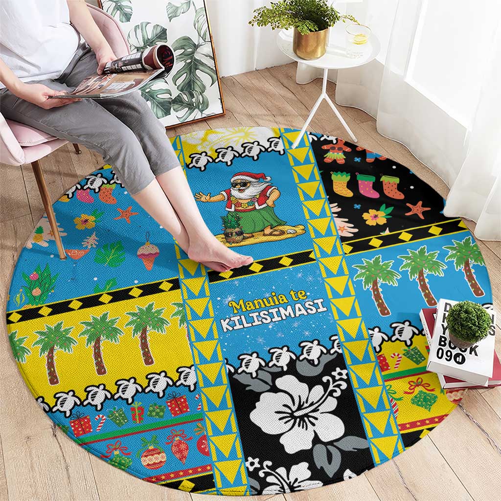 Tuvalu Christmas Round Carpet Festive Beach Vibes - Polynesian Pride