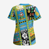 Tuvalu Christmas Scrub Top Festive Beach Vibes - Polynesian Pride