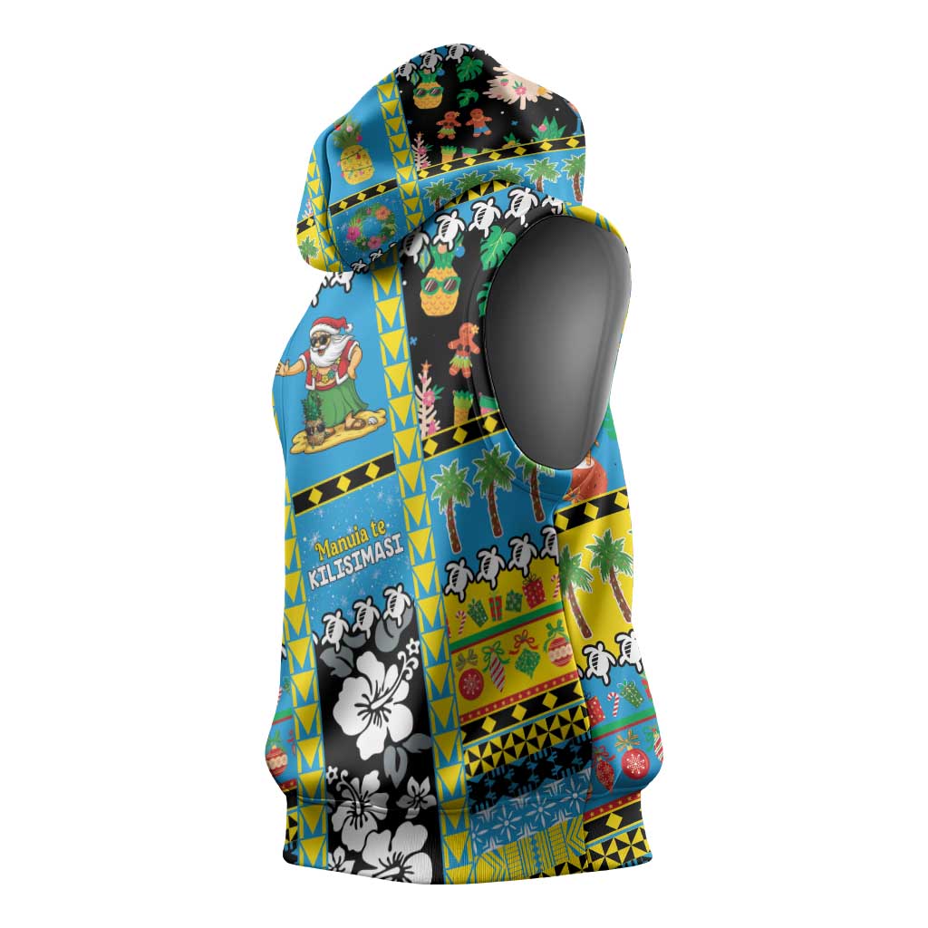 Tuvalu Christmas Sleeveless Hoodie Festive Beach Vibes - Polynesian Pride