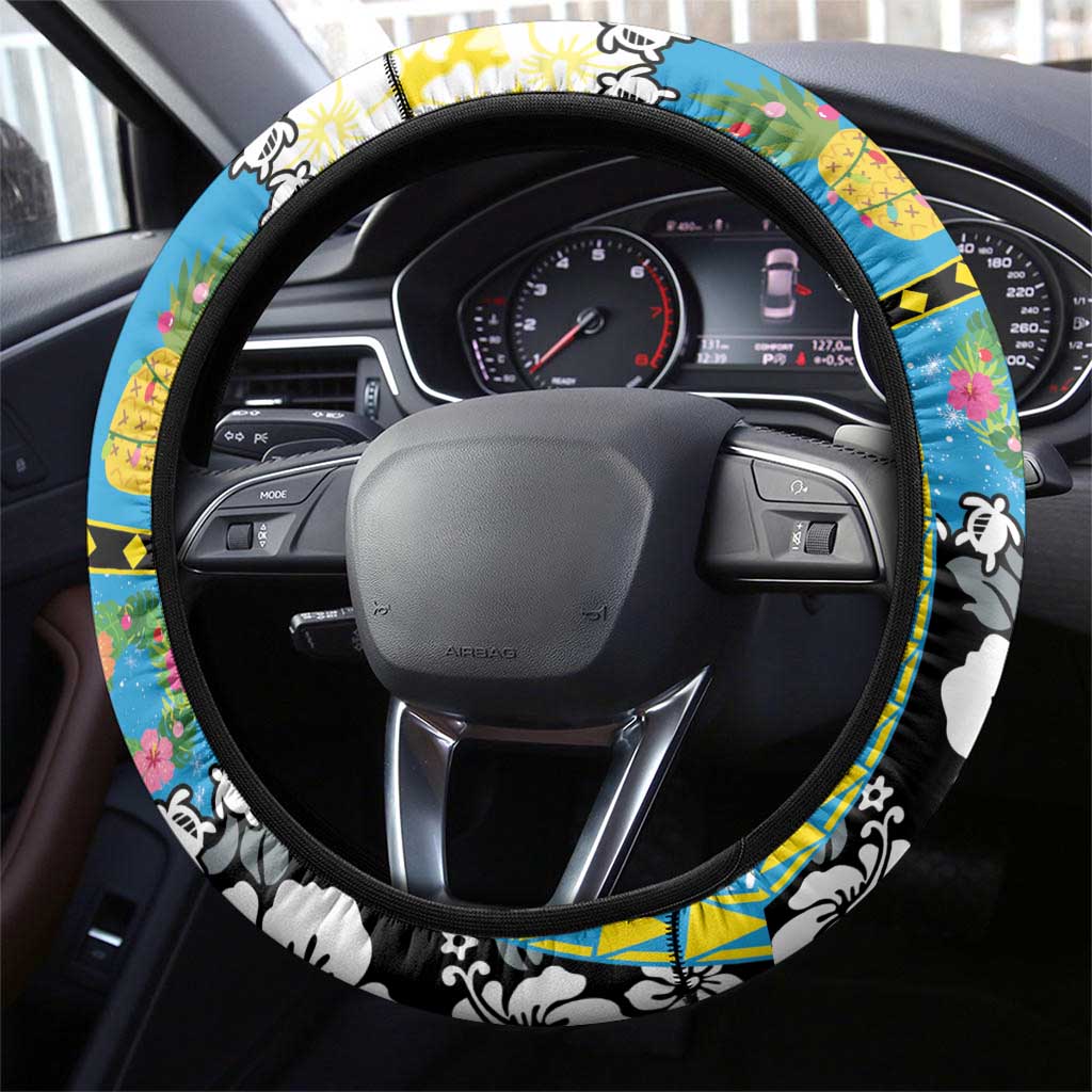 Tuvalu Christmas Steering Wheel Cover Festive Beach Vibes - Polynesian Pride