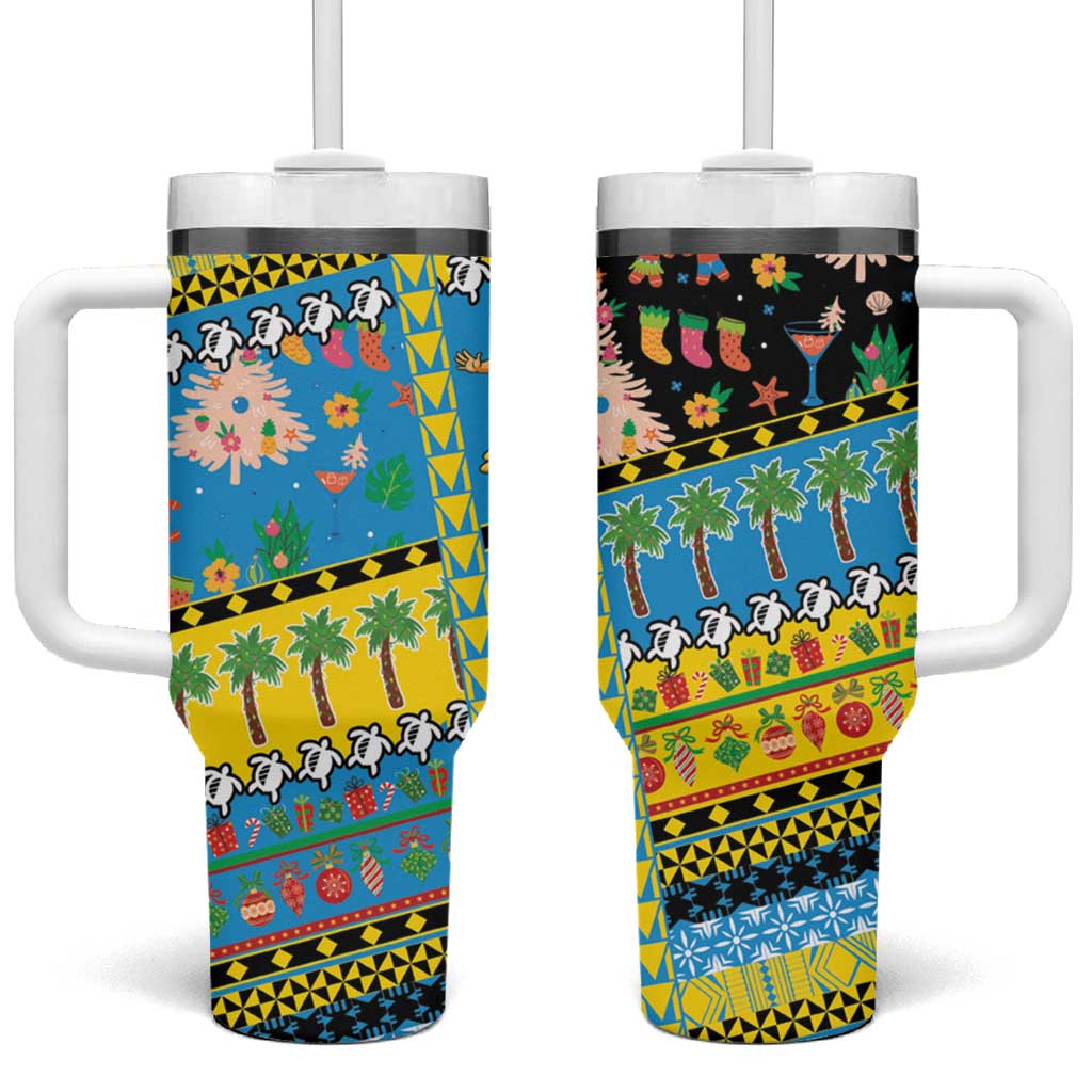 Tuvalu Christmas Tumbler With Handle Festive Beach Vibes - Polynesian Pride