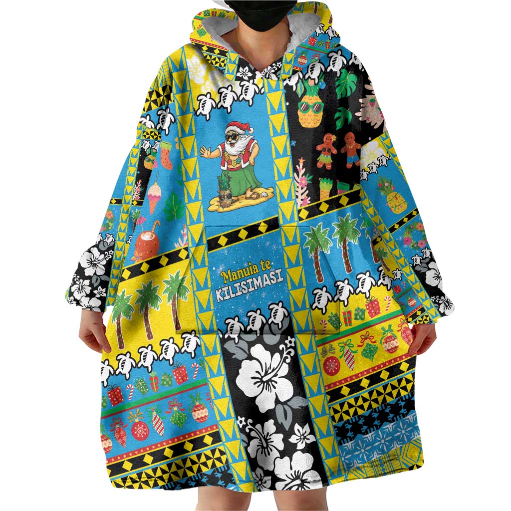 Tuvalu Christmas Wearable Blanket Hoodie Festive Beach Vibes - Polynesian Pride