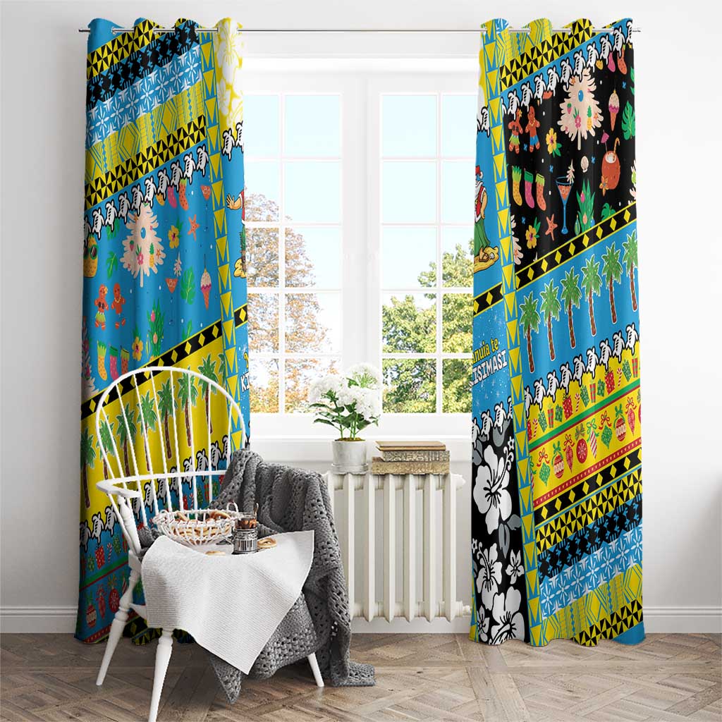 Tuvalu Christmas Window Curtain Festive Beach Vibes - Polynesian Pride