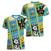 Tuvalu Christmas Women V-Neck T-Shirt Festive Beach Vibes - Polynesian Pride